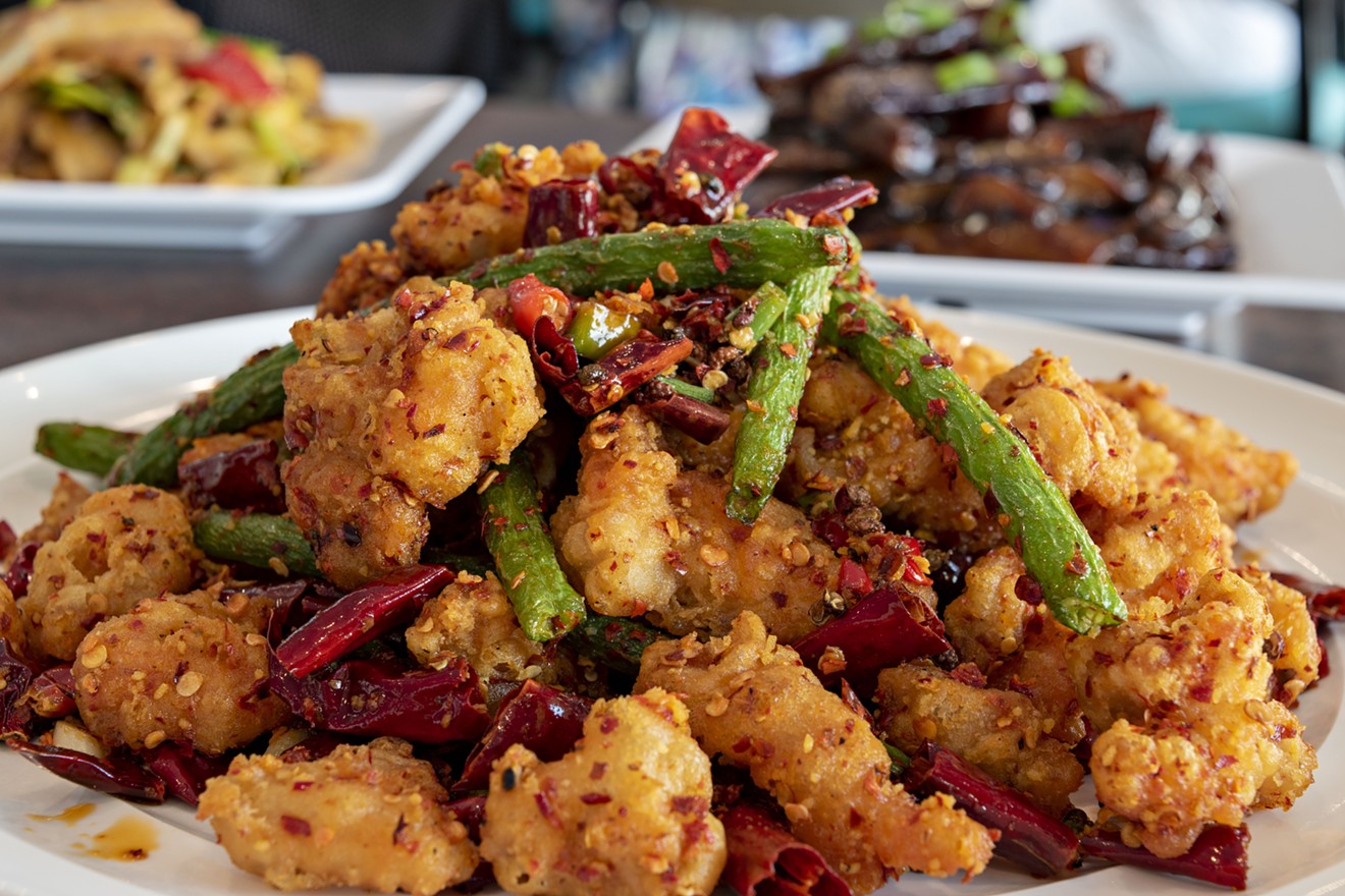 Old Town Taste's Chongqing-style chicken is packed with mouth-numbing peppercorns.