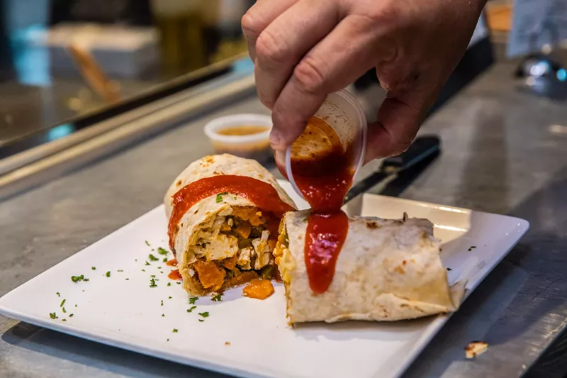 Image: Breakfast burritos are easy to find in this town.