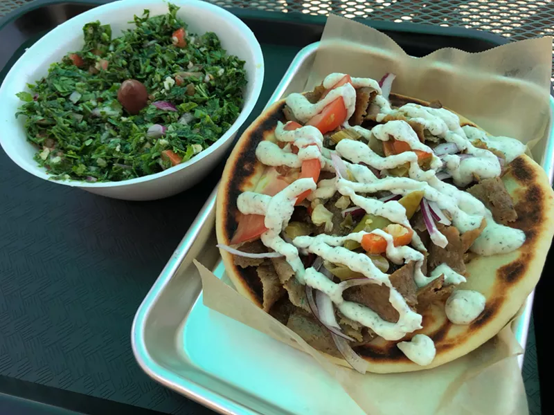 Image: A gyro and side of tabbouleh from Agápi Pita Mediterranean Grill in north Scottsdale.