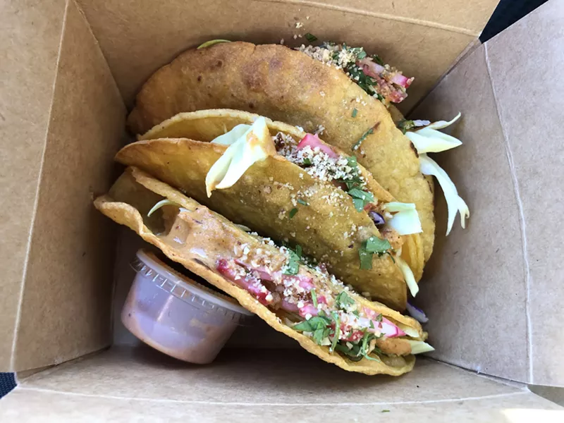 Image: Vegan tacos de papa from Pachamama