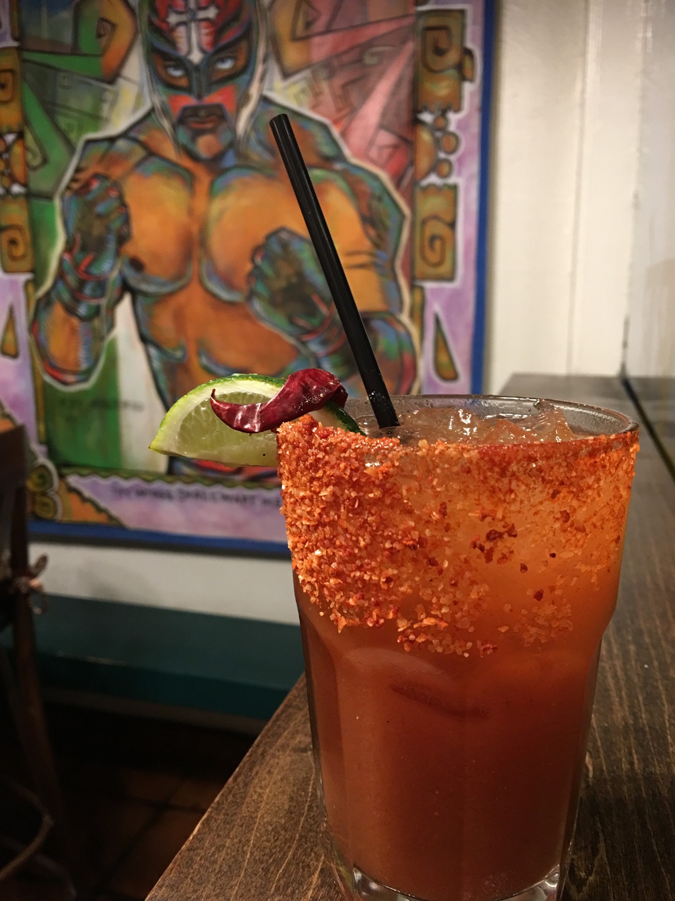 The Bloody Maria from Barrio Café with chile de árbol.