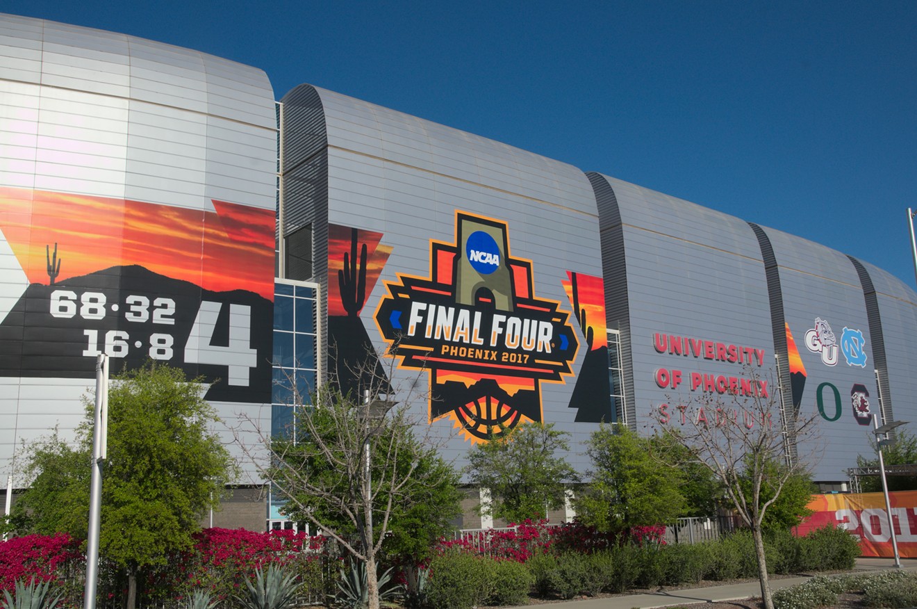 University of Phoenix Stadium in Glendale is all decked out for the Final Four this weekend.