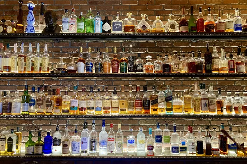 Image: The selection of spirits at Winston’s Cigar Bar.