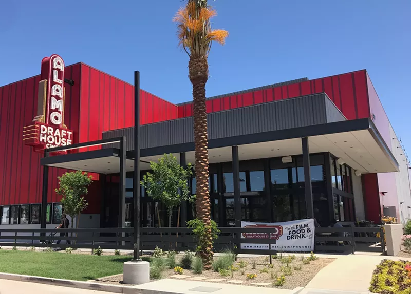 Image: Approaching the entrance for a behind-the-scenes tour at Alamo Drafthouse Cinema in Tempe.