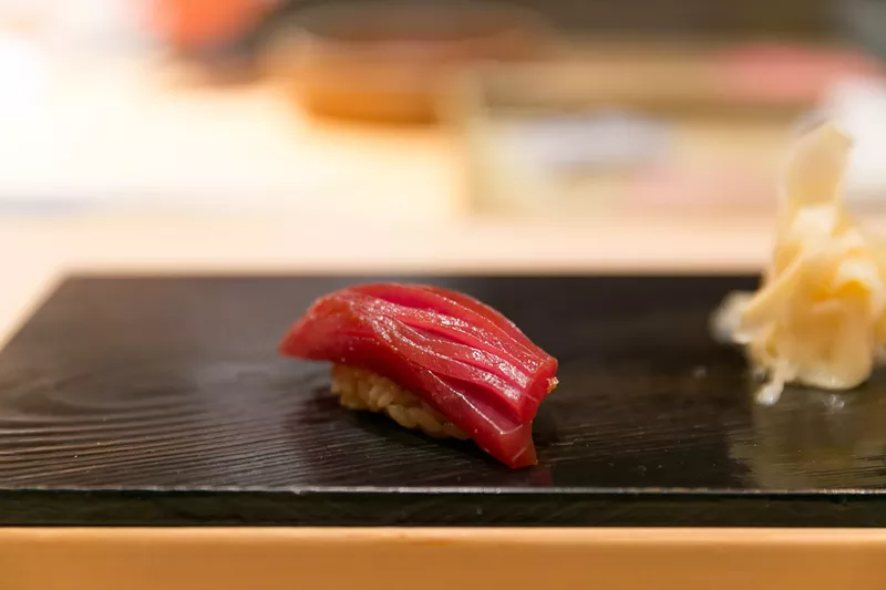 Image: A piece of sushi from Michelin-starred Sushi Tokami in Tokyo. Tokyo has the most number of Michelin- starred restaurants, with 227 restaurants in the city. Michelin stars are usually viewed as one of the industry's highest honors.
