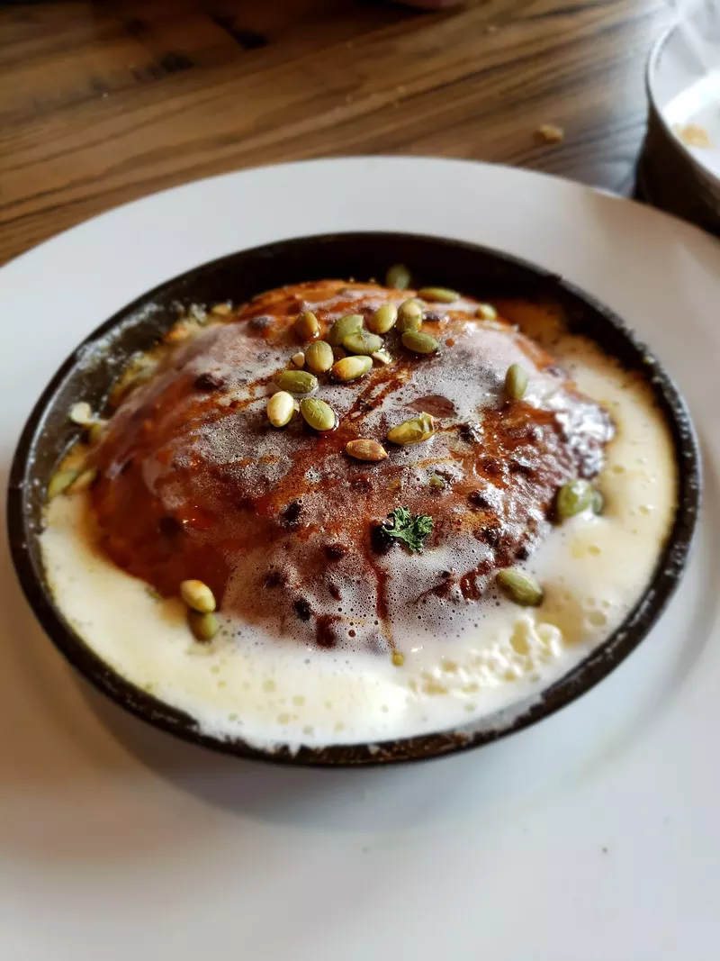 Image: The cast-iron blue corn pancake at Ghost Ranch is a scrumptious brunch munch item.