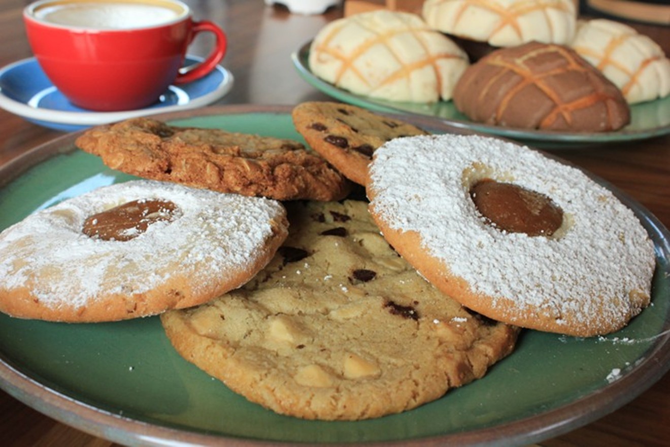 Cookies, pan dulce, and a latte.
