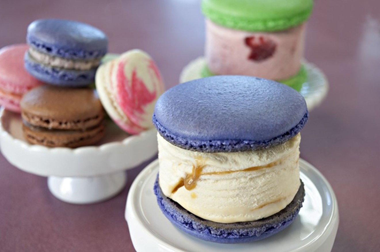 Dulce de leche ice cream, sandwiched in between an oversize macaron cookie, is a big draw at this classic west-side restaurant.