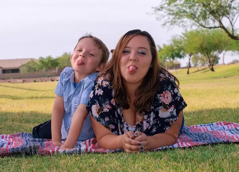 Image: Rayden Ginsburg with his mother, Rebecca Ginsburg