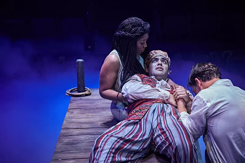 Image: Ashley White Jackson and Vinny Chavez demonstrate that the Nile is, in fact, a river in Egypt, in Aida.