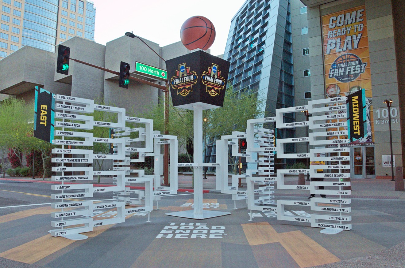 Life-size March Madness brackets in downtown Phoenix.