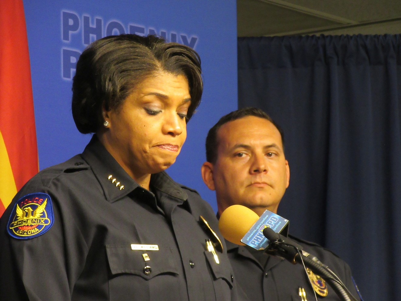 Phoenix Police Chief Jeri Williams and Sergeant Vince Lewis held a news conference on Wednesday to discuss why they want a couple charged with murder following the gunshot death of their 9-year-old boy.