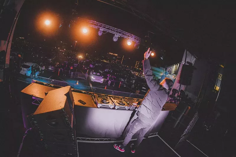 Image: Dirty Audio performs at a drive-in EDM event last fall.