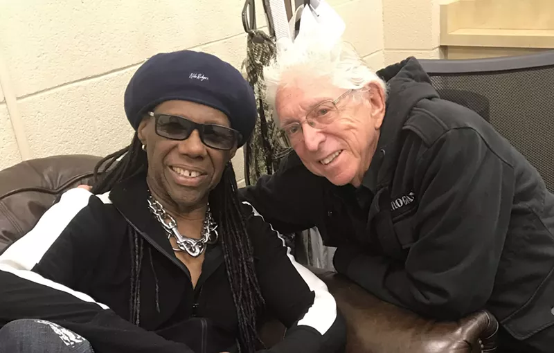 Image: Jerry Greenberg catches up with Nile Rodgers backstage last week in Glendale.