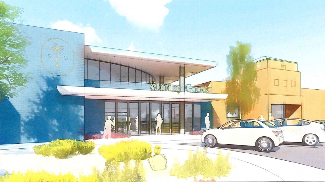 A rendering of the Sunday Goods medical marijuana dispensary proposed for downtown Scottsdale.