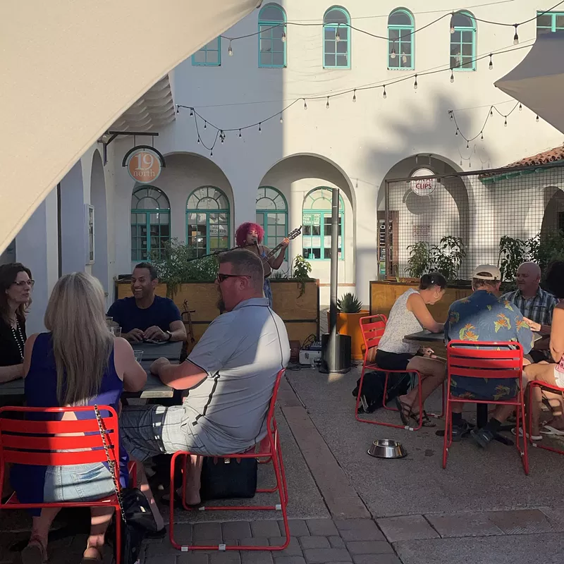 Image: The patio is a popular place at Sister Helen.
