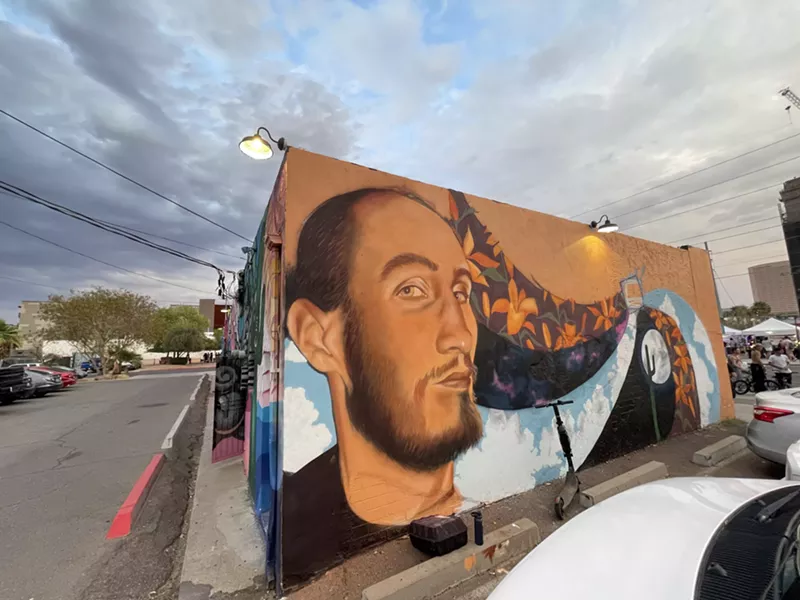 Image: Early progress on a new mural honoring David Bessent and Zachary Walter.