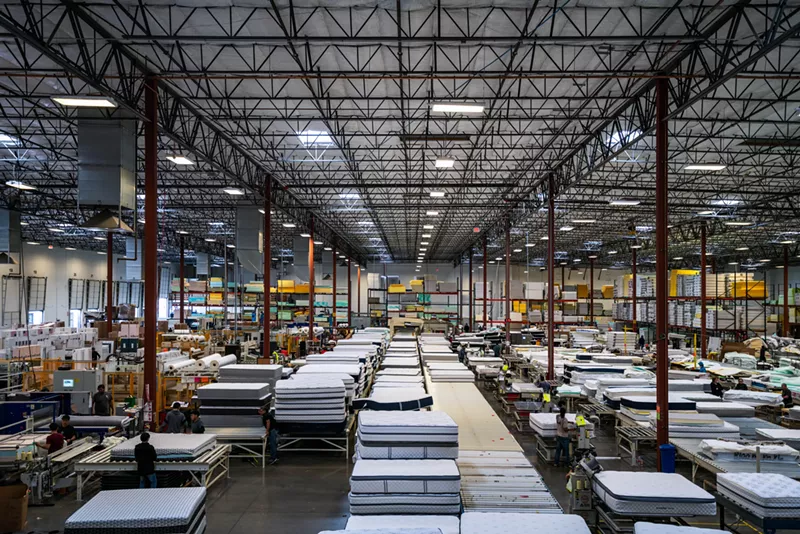 Image: Inside the Brooklyn Bedding factory on Camelback Road.