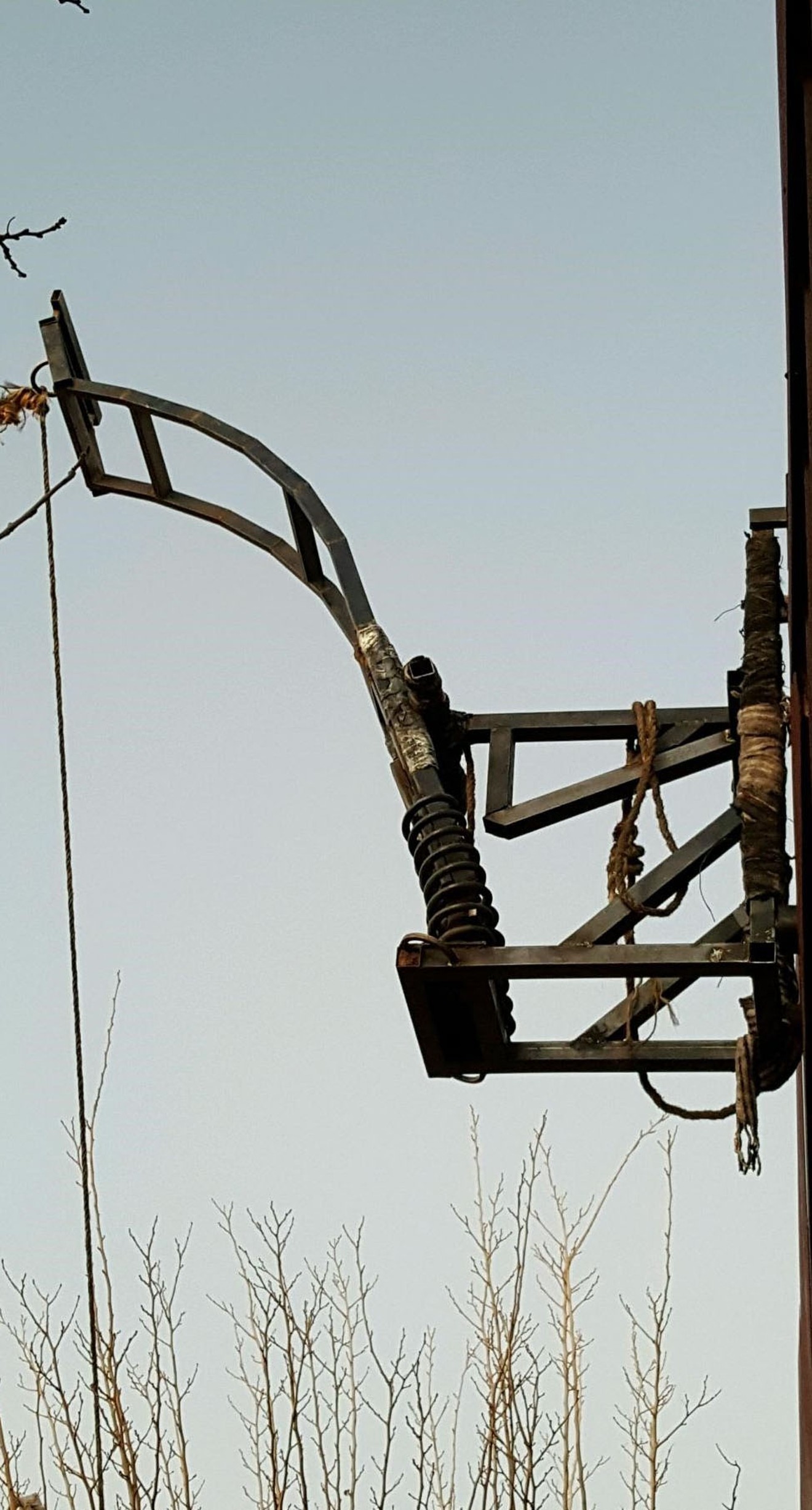 An improvised catapult attached to the south side of the border fence near Douglas was found and dismantled by border agents on Friday.