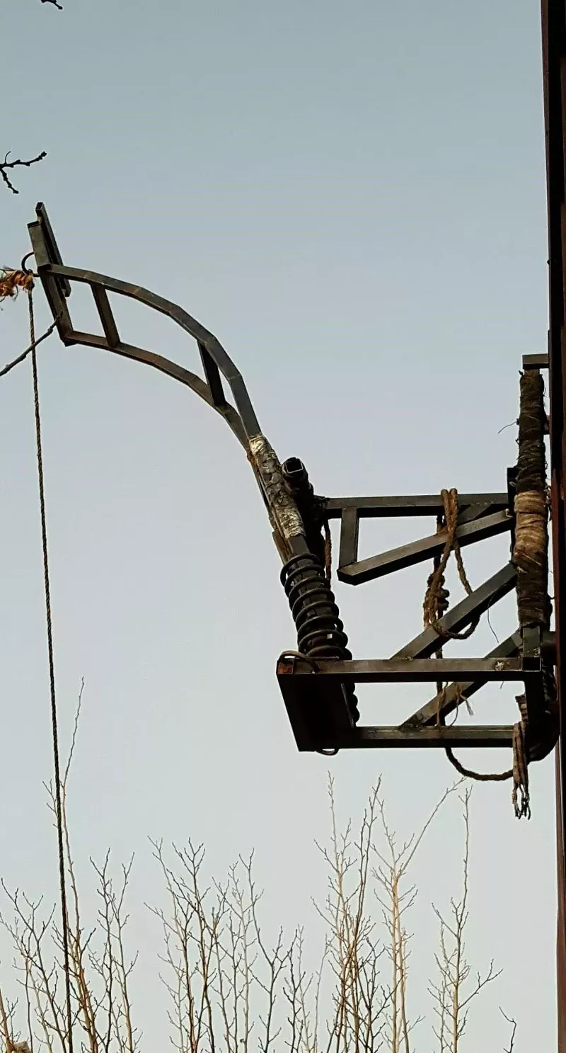 Image: An improvised catapult attached to the south side of the border fence near Douglas was found and dismantled by border agents on Friday.