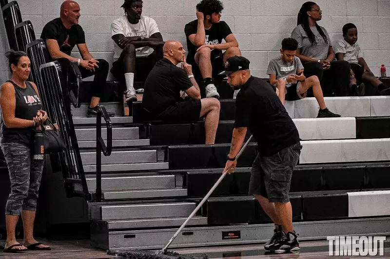 Image: Justin Vargas, seen here mopping the floor at a basketball tournament he hosted, is trying to escape the stigma of his criminal past. Will society let him?