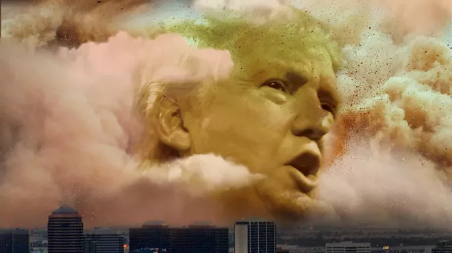 donald trump's face in a dust storm