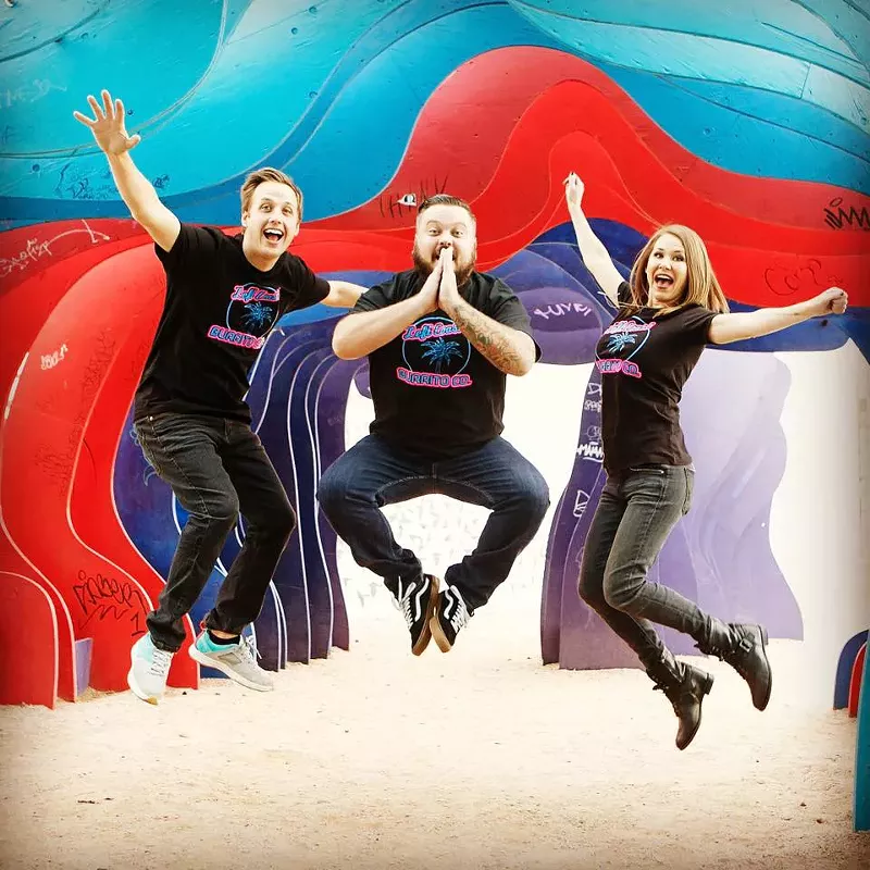 Image: Kyle Hollenbeck (left), Chef Adam Allison (center), and Keri Frazier (right) own and operate Left Coast Burrito Co.