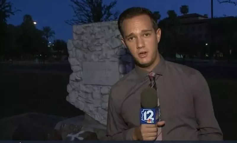 Image: Bryan West (seen here in August 2017 reporting on vandalism at the State Capitol's confederate memorial) was sentenced last month for extreme DUI and evading police. He admits he had a severe booze problem.