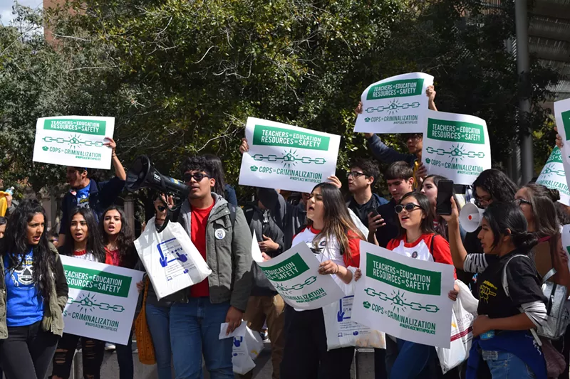 Image: Students marched in downtown Phoenix on Friday to raise issues related to officers in schools that they said are absent in the gun reform debate.