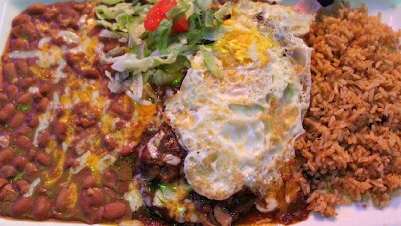 Los Dos Molinos'  carne adovada enchiladas is one of its most popular dishes.