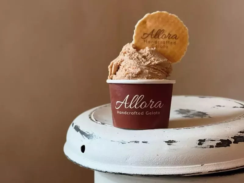 Image: Allora Gelato crafts unique flavors at its new shop in Scottsdale. The wafers that top each dessert are imported from Italy.