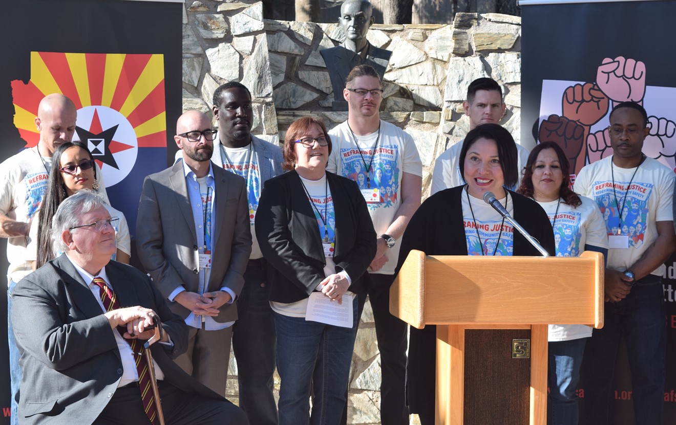 Advocates with the American Friends Service Committee of Arizona at a press conference on January 22, 2019.