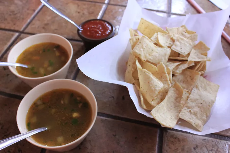 Image: Chips and soup to start
