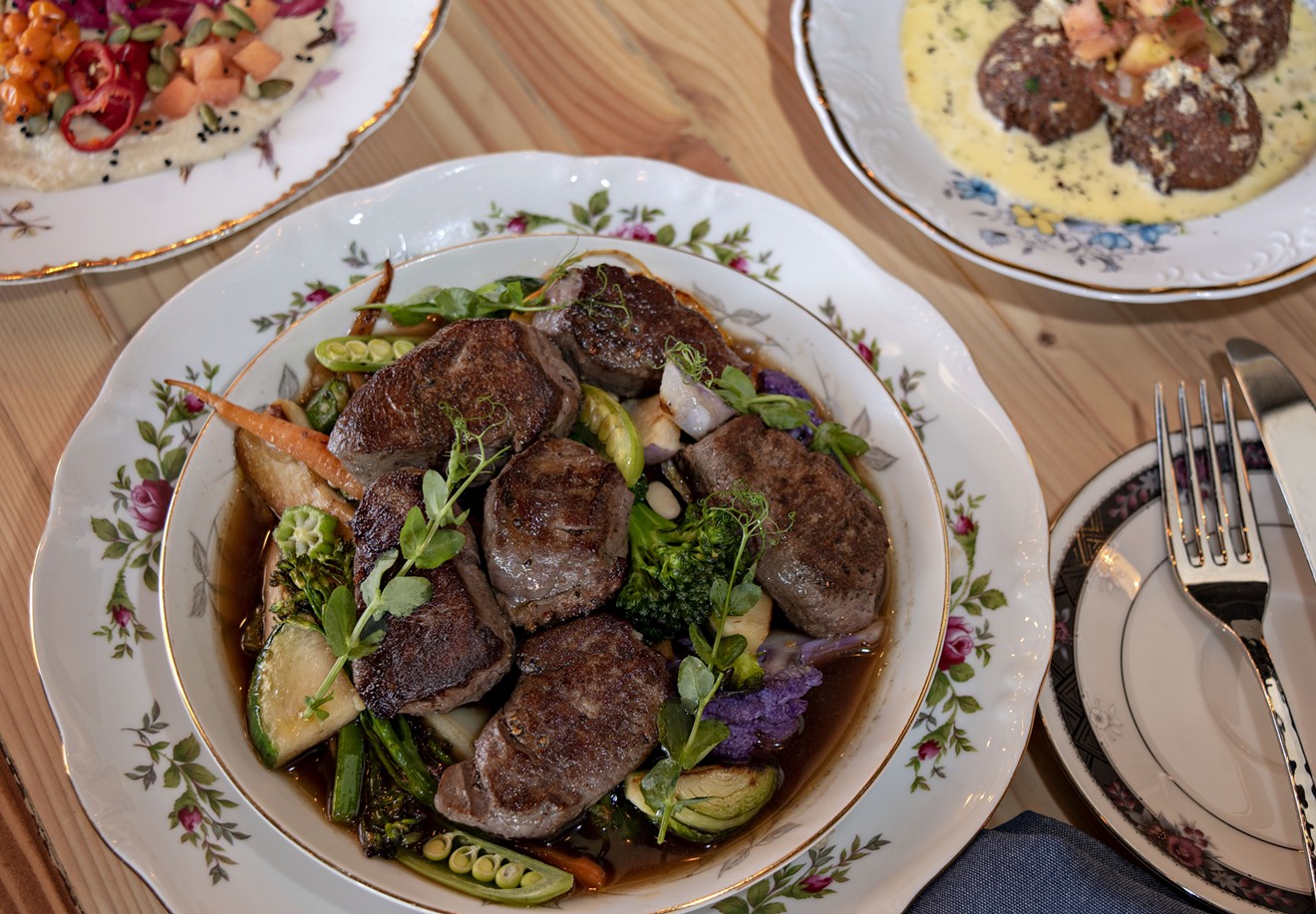 Venison medallions cooked in a cast-iron skillet are among the stars at Cotton & Copper.