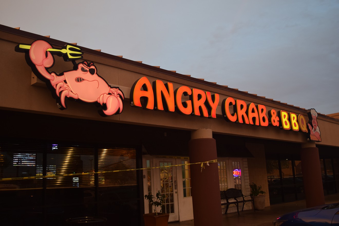 Angry Crab Shack's location in Phoenix on Indian School Road.