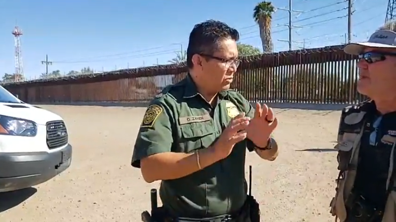 A still from a livestream of AZ Patriots' ride-along with Border Patrol agent O. Zapien.
