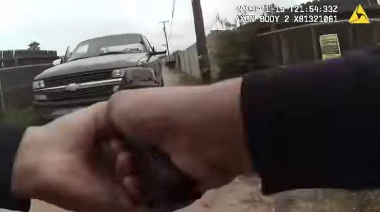 A still from the footage of Officer Joseph Jaen's body camera moments before he fatally shot 14-year-old Antonio Arce.