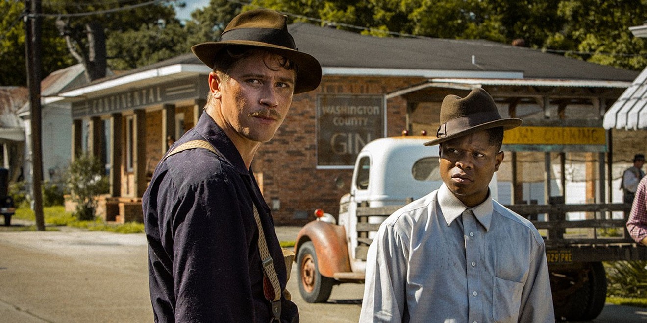 Garrett Hedlund (left) and Jason Mitchell play two soldiers who struggle to fit in when they return home from World War II in Mudbound, a gorgeous, sprawling epic tackling race and class in the Deep South.