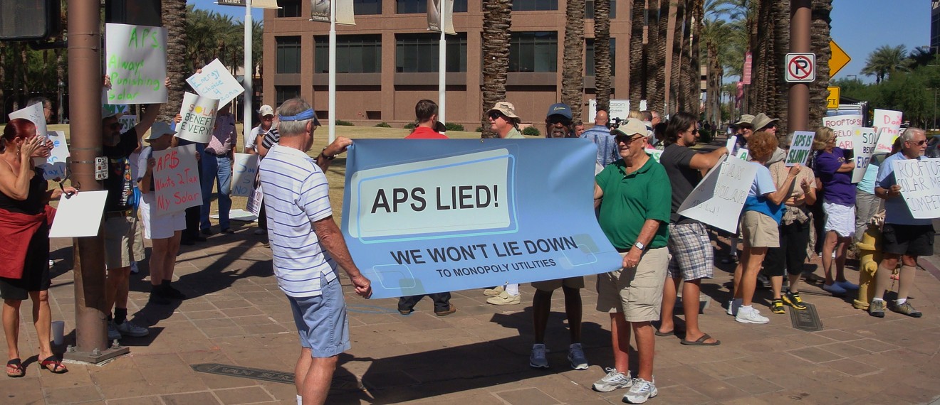 Protesters in front of APS headquarters in Phoenix in 2013.