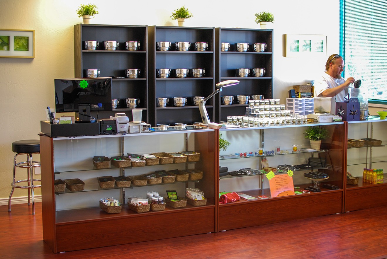 The counter at Arizona Grassroots Dispensary, one of more than 100 state-legal medical-cannabis dispensaries in Arizona.