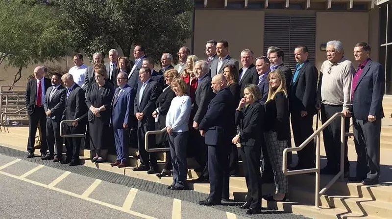 Image: The negotiators of Arizona's Colorado River drought plan posed for a celebratory photo on Tuesday, February 19, 2019. But the plan's not done.