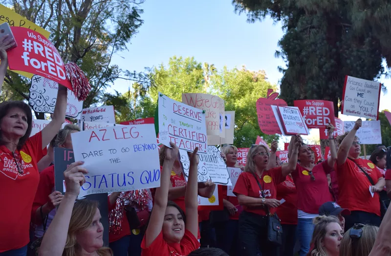 Image: Arizona teachers rallied at the Capitol on Wednesday to demand a 20 percent pay raise.