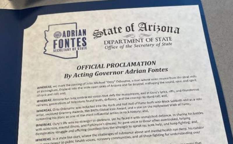Image: Arizona proclaims July 22 'Ozzy Day,' immortalizing the heavy metal icon