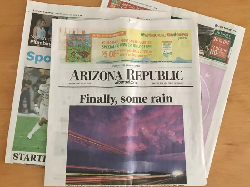 Image: The August 30, 2019, edition of the Arizona Republic.