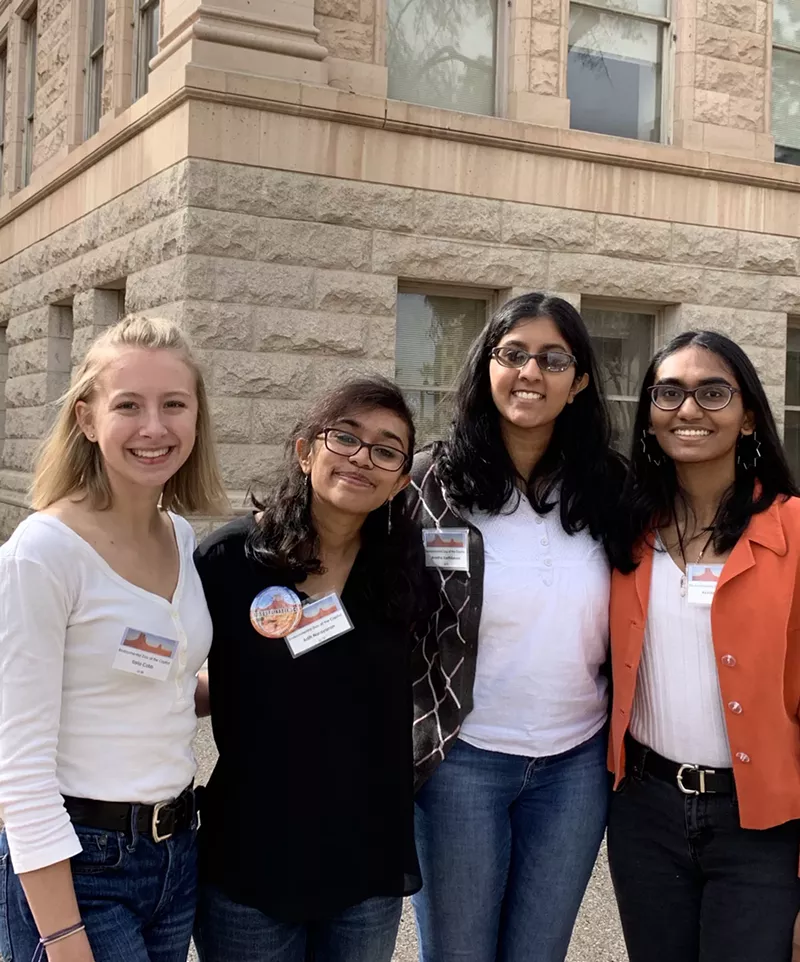 Image: Arizona students at the Capitol earlier this month for Environmental Day. Students like Aditi Narayanan, second from left, are organizing a walkout to demand action on climate change.