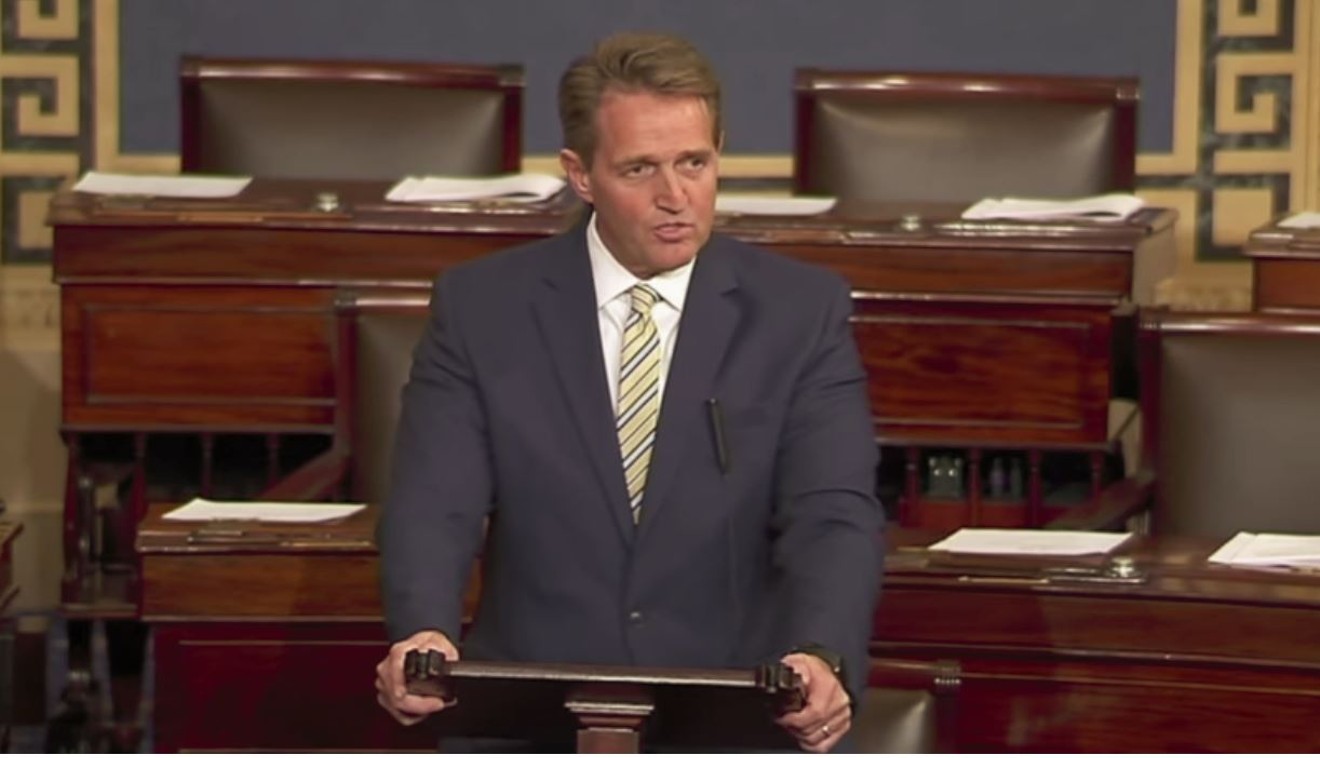 Jeff Flake ripped Trump's attacks on the press in speech on the U.S. Senate floor on Wednesday.