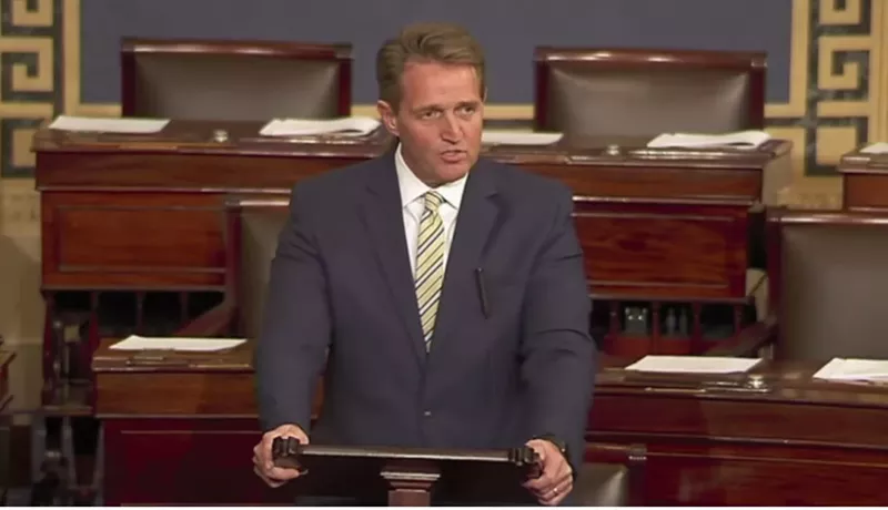 Image: Jeff Flake ripped Trump's attacks on the press in speech on the U.S. Senate floor on Wednesday.