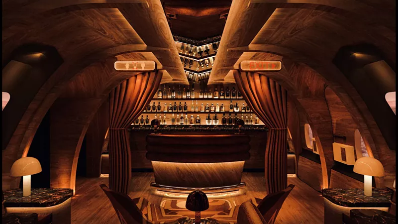Image: Downtown Phoenix's new 1960s airplane-themed cocktail bar, Carry On is set to open in 2024.