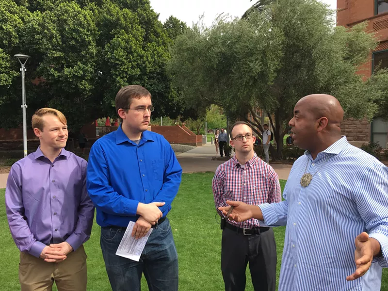 Image: Left to Right: Kevin Decuyper, Richard Thomas, Matthew Northway, and the Reverend Jarrett Maupin.