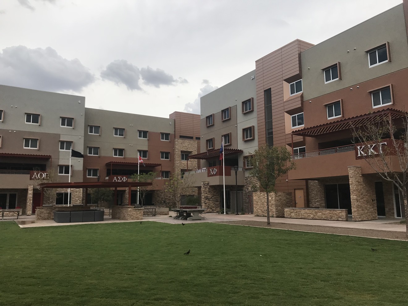 The Greek Leadership Village's courtyard on Arizona State University's main campus.